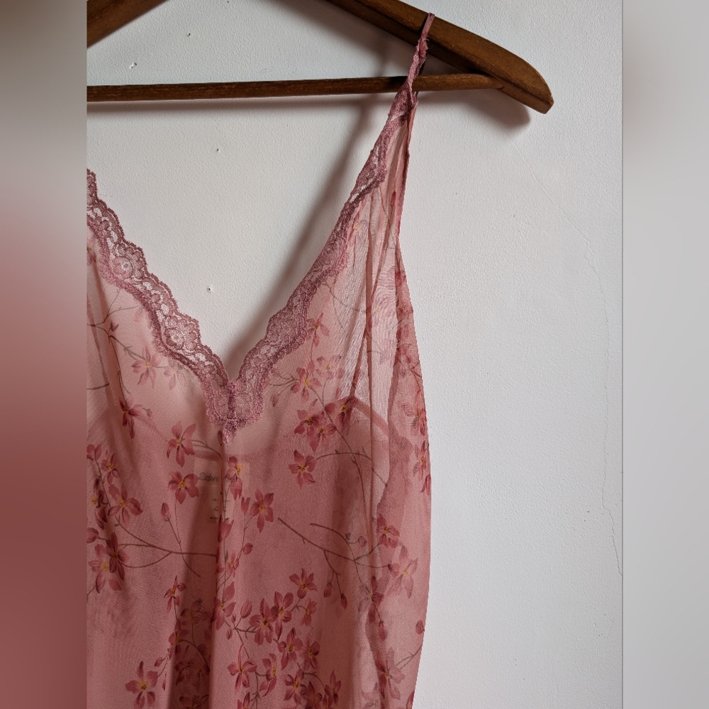 CALVIN KLEIN Floral Sheer Slip, Size M